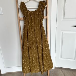 Madewell ruffle sleeve tiered midi dress - size XXS